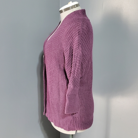 Sonoma Women's Knit Sweater Cardigan in Rich Purple Half Sleeve Size M - Picture 2 of 6